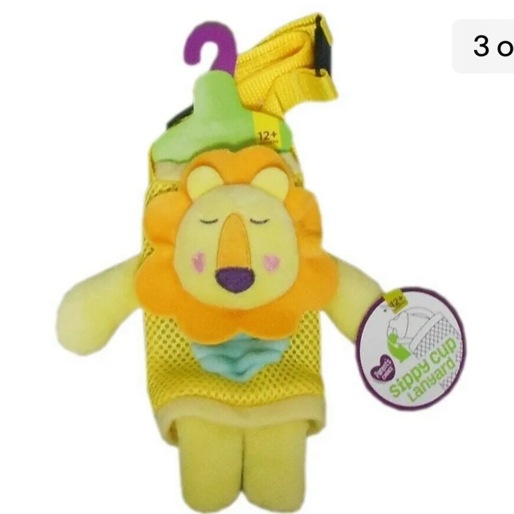 NWOT  Parents Choice Yellow Lion Sippy Cup Plush Lanyard